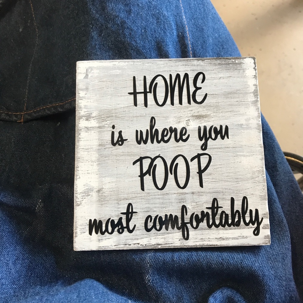 Handmade cute bathroom sign